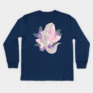 Leopard Gecko with Rose Quartz Kids Long Sleeve T-Shirt